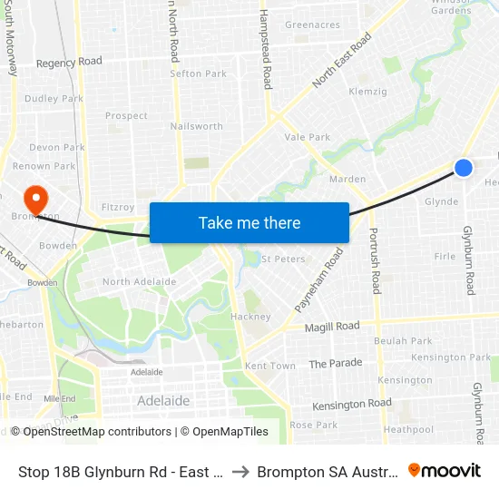 Stop 18B Glynburn Rd - East side to Brompton SA Australia map