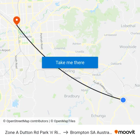 Zone A Dutton Rd Park 'n' Ride to Brompton SA Australia map