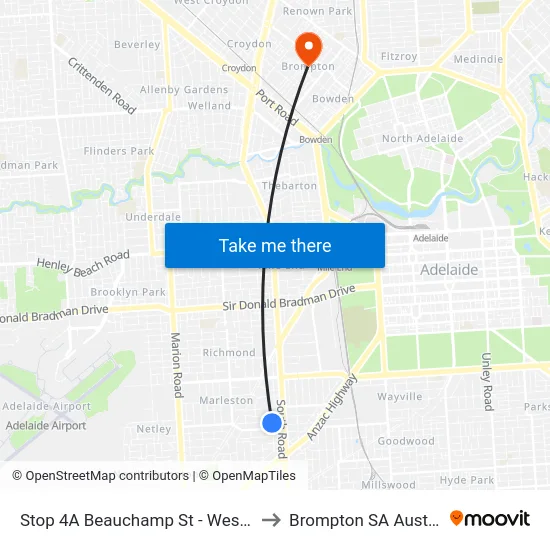 Stop 4A Beauchamp St - West Side to Brompton SA Australia map