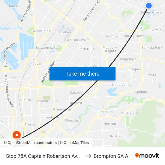 Stop 78A Captain Robertson Ave - South side to Brompton SA Australia map