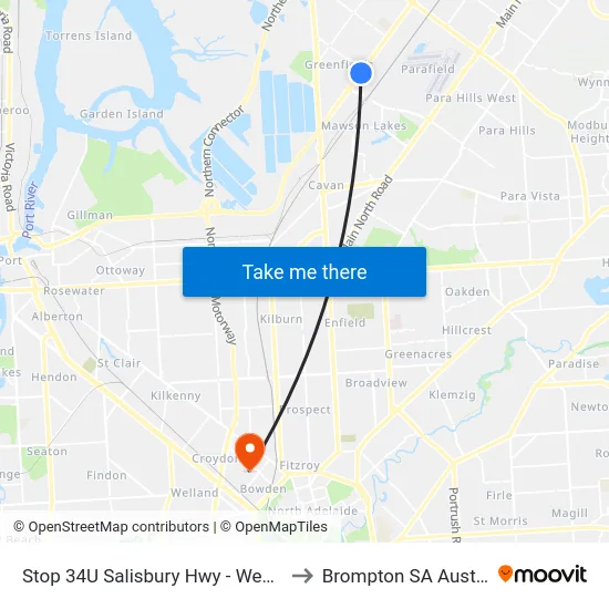 Stop 34U Salisbury Hwy - West side to Brompton SA Australia map