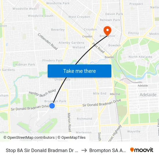 Stop 8A Sir Donald Bradman Dr - North side to Brompton SA Australia map
