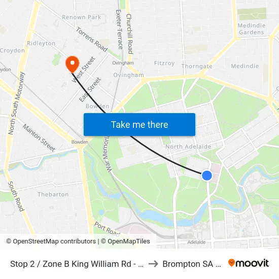Stop 2 / Zone B King William Rd - North West side to Brompton SA Australia map