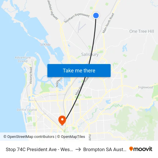 Stop 74C President Ave - West side to Brompton SA Australia map