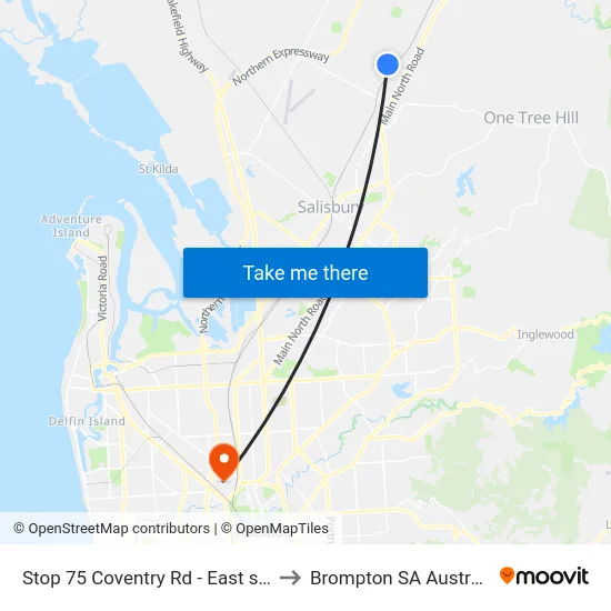 Stop 75 Coventry Rd - East side to Brompton SA Australia map