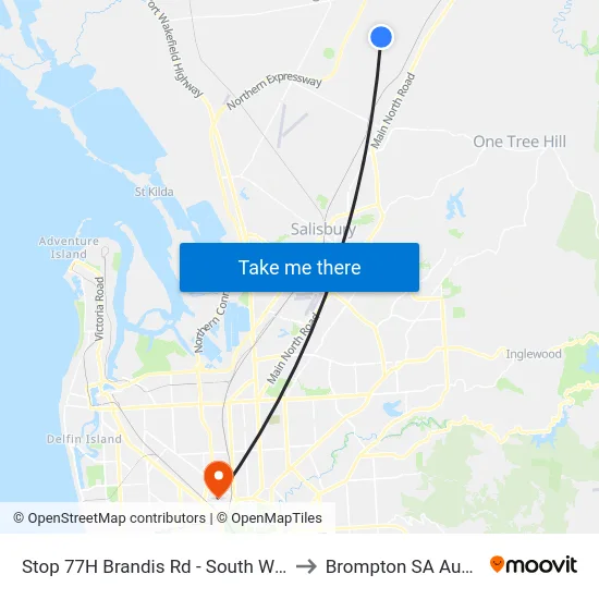 Stop 77H Brandis Rd - South West side to Brompton SA Australia map