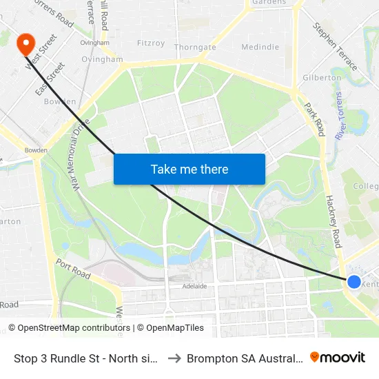 Stop 3 Rundle St - North side to Brompton SA Australia map