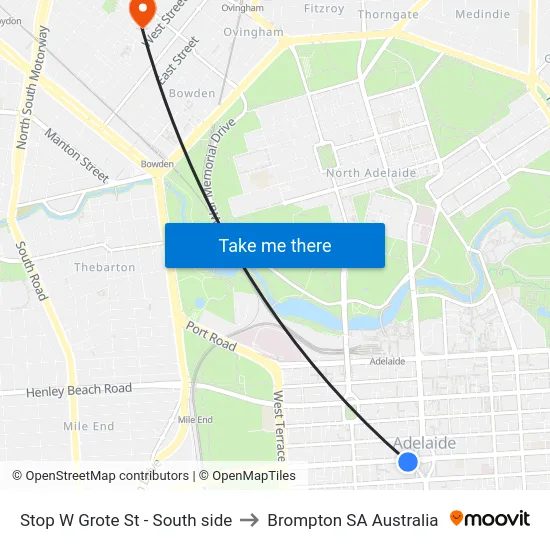 Stop W Grote St - South side to Brompton SA Australia map