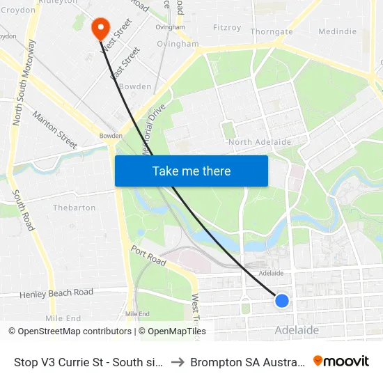 Stop V3 Currie St - South side to Brompton SA Australia map