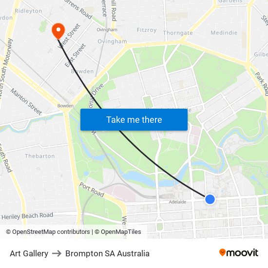 Art Gallery to Brompton SA Australia map