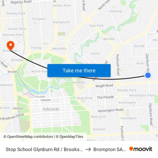 Stop School Glynburn Rd / Brookside Ave - West side to Brompton SA Australia map