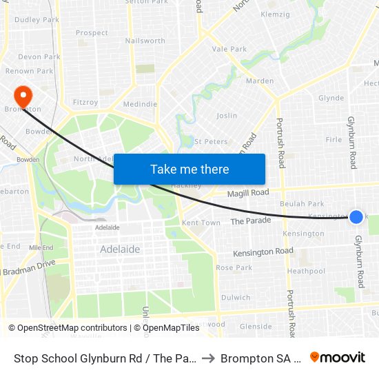 Stop School Glynburn Rd / The Parade - West side to Brompton SA Australia map