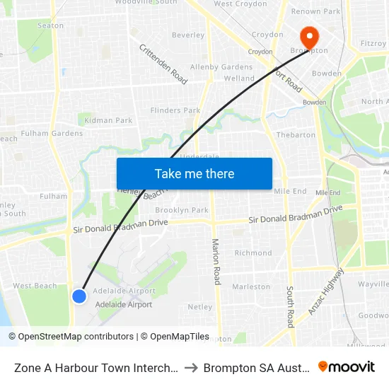 Zone A Harbour Town Interchange to Brompton SA Australia map