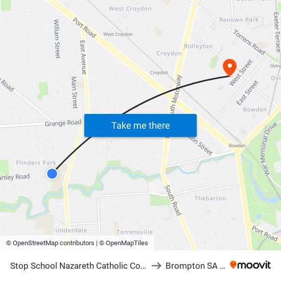 Stop School Nazareth Catholic College Middle Years to Brompton SA Australia map