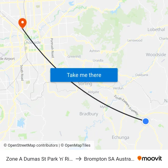 Zone A Dumas St Park 'n' Ride to Brompton SA Australia map