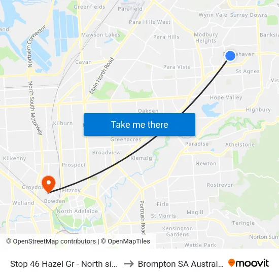 Stop 46 Hazel Gr - North side to Brompton SA Australia map