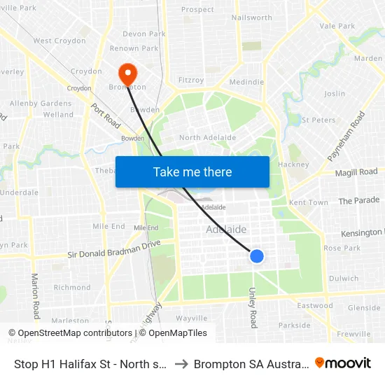 Stop H1 Halifax St - North side to Brompton SA Australia map