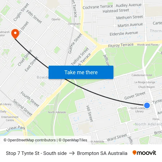 Stop 7 Tynte St - South side to Brompton SA Australia map