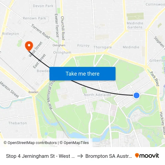 Stop 4 Jerningham St - West side to Brompton SA Australia map