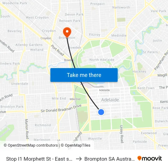 Stop I1 Morphett St - East side to Brompton SA Australia map