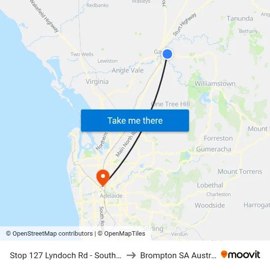 Stop 127 Lyndoch Rd - South side to Brompton SA Australia map