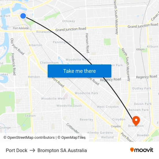 Port Dock to Brompton SA Australia map