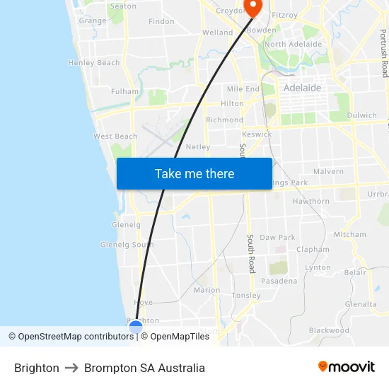 Brighton to Brompton SA Australia map