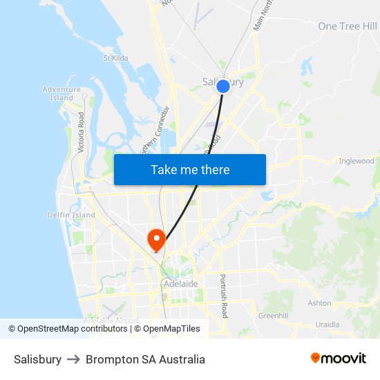 Salisbury to Brompton SA Australia map
