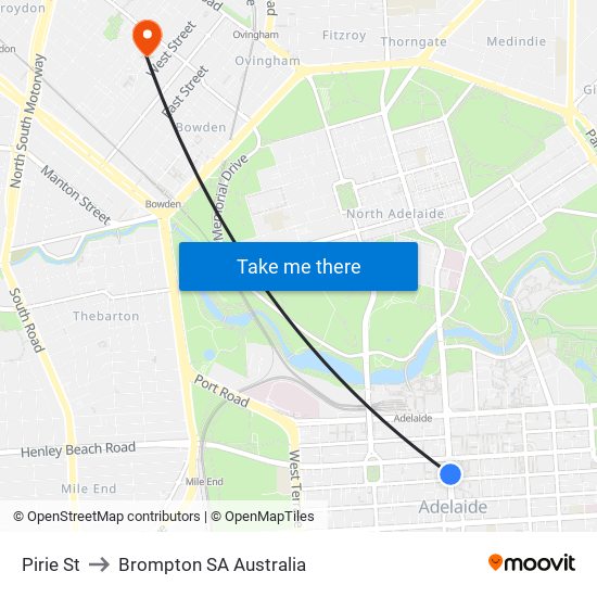 Pirie St to Brompton SA Australia map