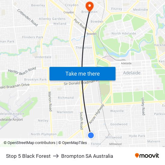 Stop 5 Black Forest to Brompton SA Australia map