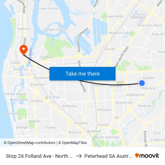 Stop 26 Folland Ave - North side to Peterhead SA Australia map