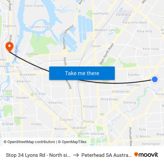 Stop 34 Lyons Rd - North side to Peterhead SA Australia map