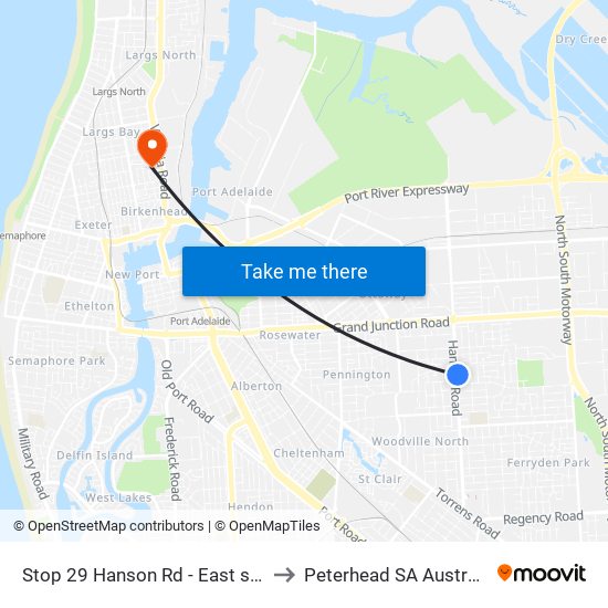 Stop 29 Hanson Rd - East side to Peterhead SA Australia map