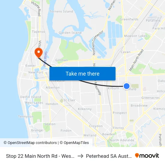 Stop 22 Main North Rd - West side to Peterhead SA Australia map