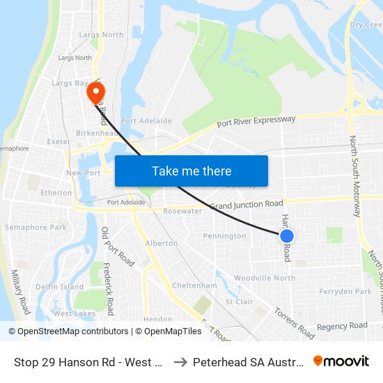 Stop 29 Hanson Rd - West side to Peterhead SA Australia map