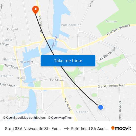 Stop 33A Newcastle St - East side to Peterhead SA Australia map