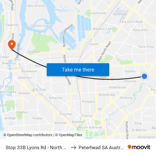 Stop 33B Lyons Rd - North side to Peterhead SA Australia map