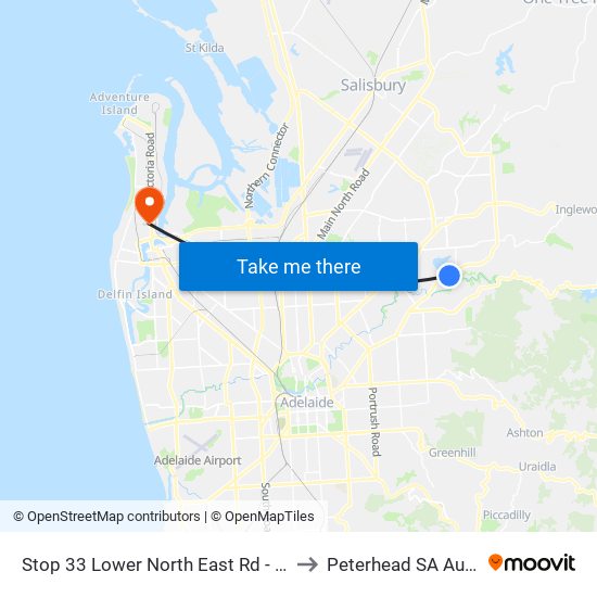 Stop 33 Lower North East Rd - East side to Peterhead SA Australia map