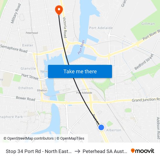 Stop 34 Port Rd - North East side to Peterhead SA Australia map