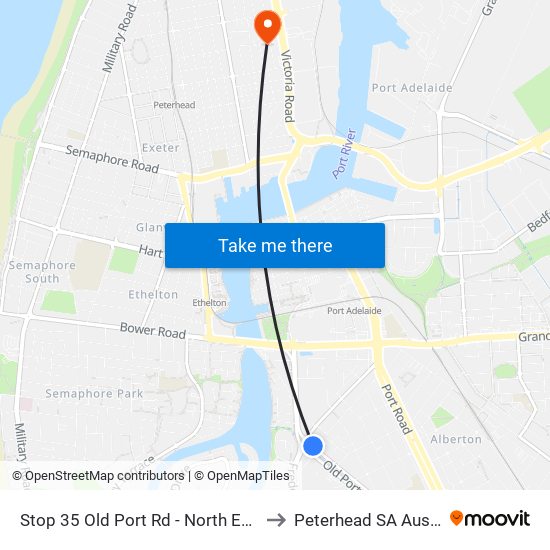 Stop 35 Old Port Rd - North East side to Peterhead SA Australia map