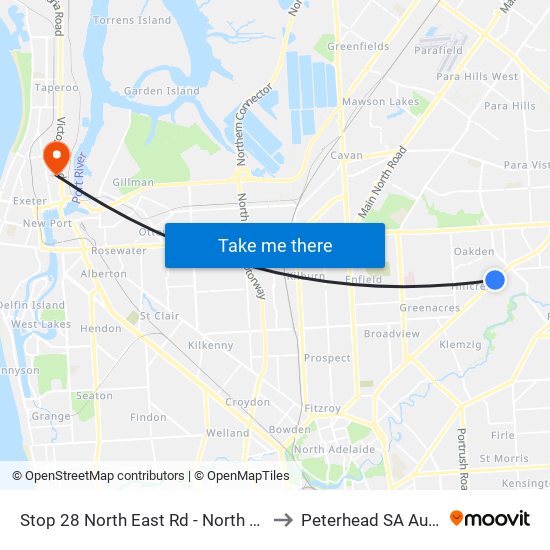 Stop 28 North East Rd - North West side to Peterhead SA Australia map