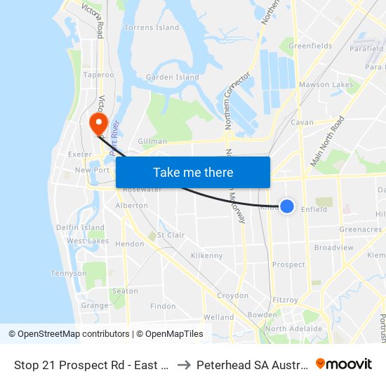 Stop 21 Prospect Rd - East side to Peterhead SA Australia map