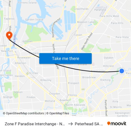 Zone F Paradise Interchange - North West side to Peterhead SA Australia map