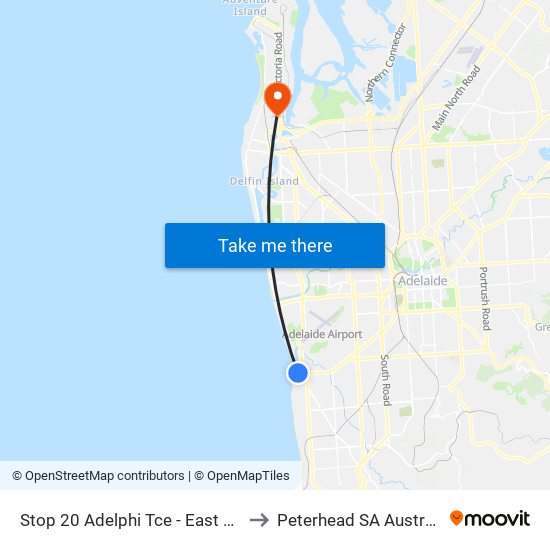 Stop 20 Adelphi Tce - East side to Peterhead SA Australia map