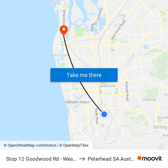 Stop 12 Goodwood Rd - West side to Peterhead SA Australia map