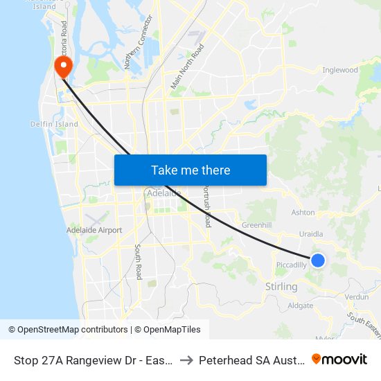 Stop 27A Rangeview Dr - East side to Peterhead SA Australia map