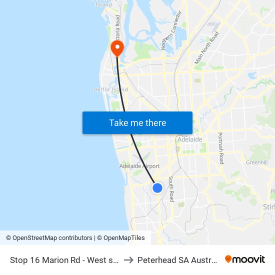 Stop 16 Marion Rd - West side to Peterhead SA Australia map