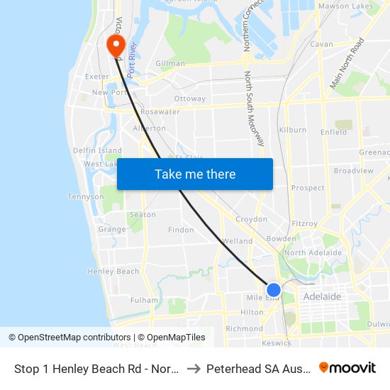 Stop 1 Henley Beach Rd - North side to Peterhead SA Australia map