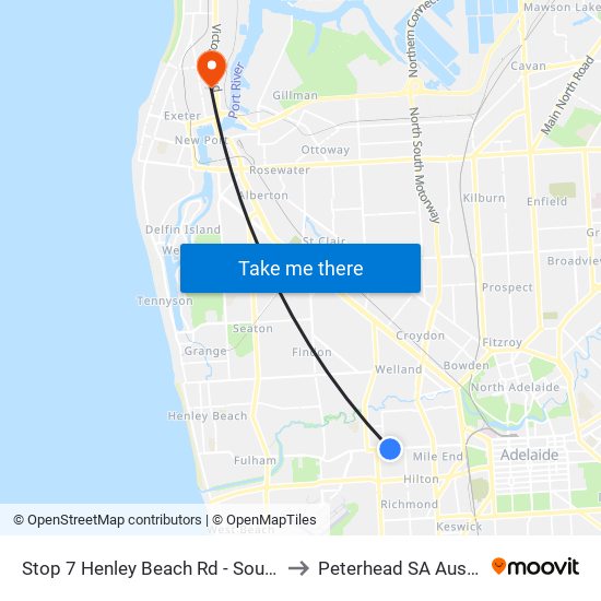 Stop 7 Henley Beach Rd - South side to Peterhead SA Australia map