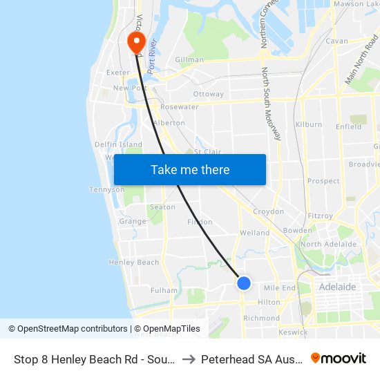 Stop 8 Henley Beach Rd - South side to Peterhead SA Australia map